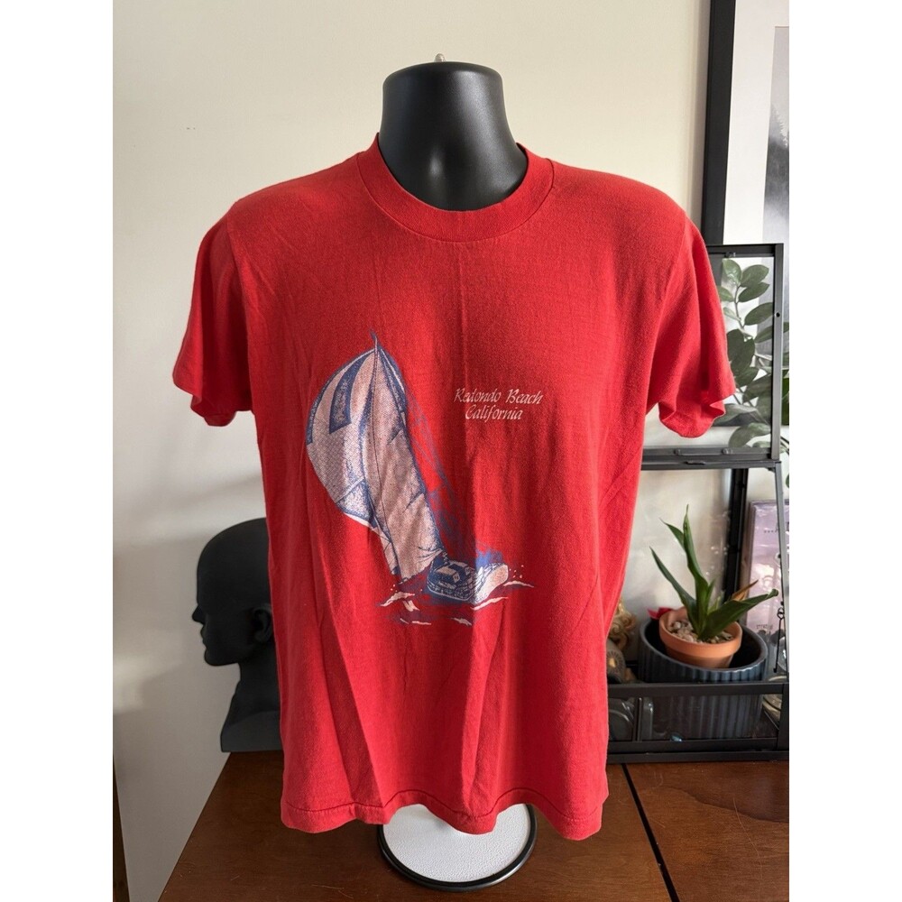 Vintage 80s Redondo Beach California Sailboat T Shirt Single Stitch Sailing M